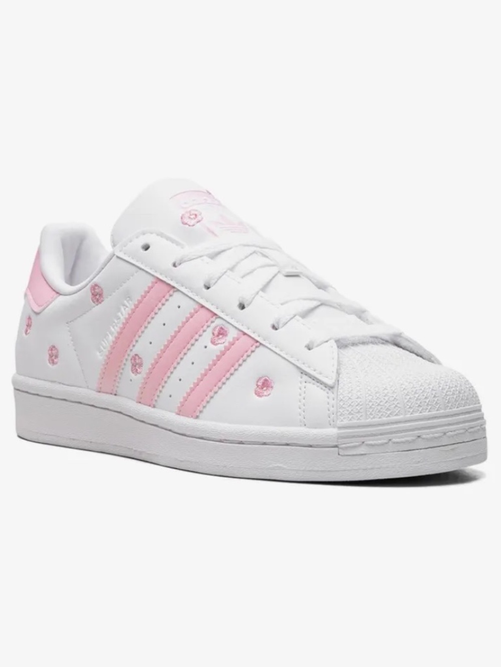 Adidas Superstar J - White / Pink / Embroidered Flowers - M 7 | W 8 | EU 40